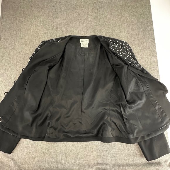 Vintage Stenay Sequin Jacket Black Buttons Beaded Long Sleeve Party Formal Sz 14 - Picture 4 of 16